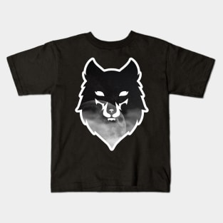 Wolf head moon stars silhouette Kids T-Shirt